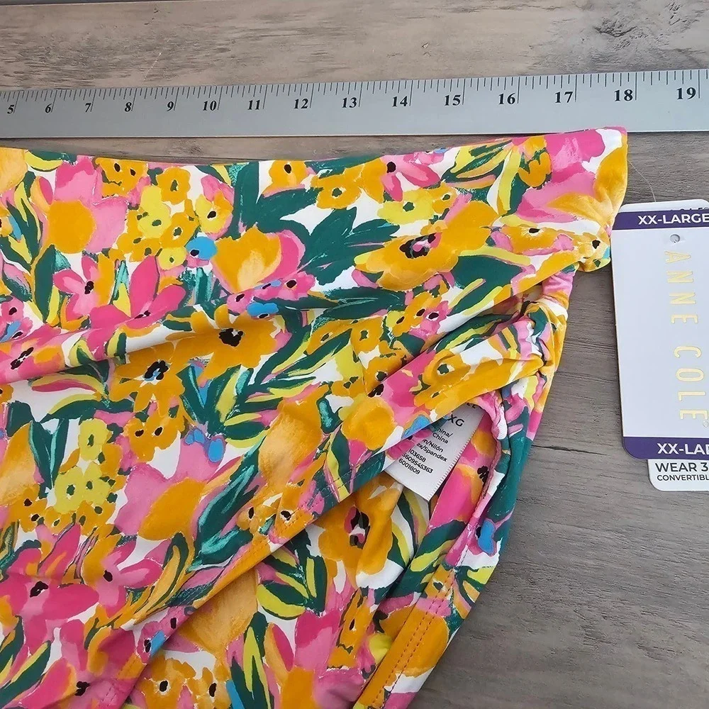 Anne Cole Bikini Convertible Bottom Womens Size XXL Pink Floral High Waist SwimB - Picture 8 of 8
